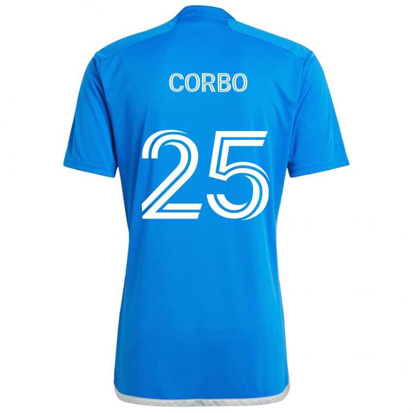 Niño Camiseta Gabriele Corbo #25 Azul Blanco 1ª Equipación 2024/25 La Camisa Chile