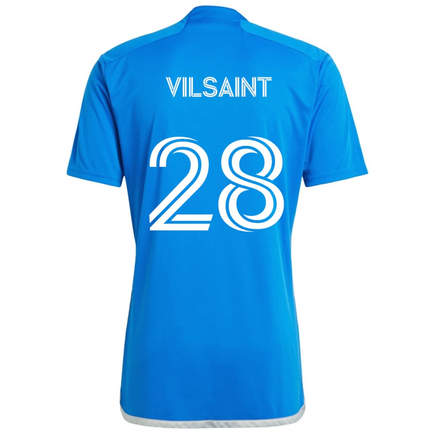 Niño Camiseta Jules-Anthony Vilsaint #28 Azul Blanco 1ª Equipación 2024/25 La Camisa Chile