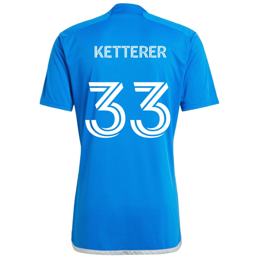 Niño Camiseta Logan Ketterer #33 Azul Blanco 1ª Equipación 2024/25 La Camisa Chile