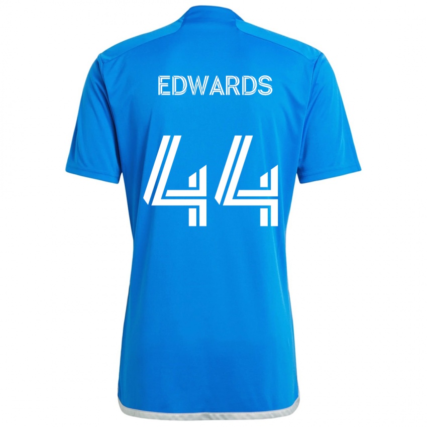 Niño Camiseta Raheem Edwards #44 Azul Blanco 1ª Equipación 2024/25 La Camisa Chile