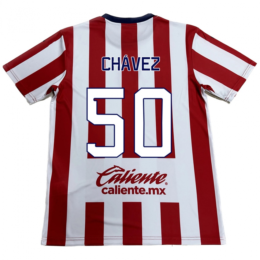 Niño Camiseta Mateo Chávez #50 Rojo Blanco 1ª Equipación 2024/25 La Camisa Chile