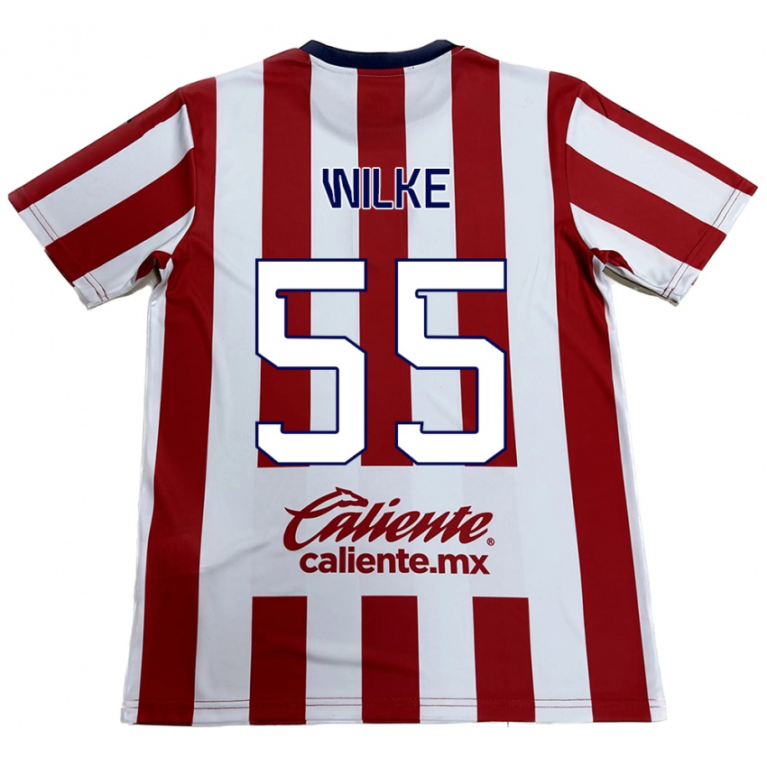 Niño Camiseta Teun Wilke #55 Rojo Blanco 1ª Equipación 2024/25 La Camisa Chile