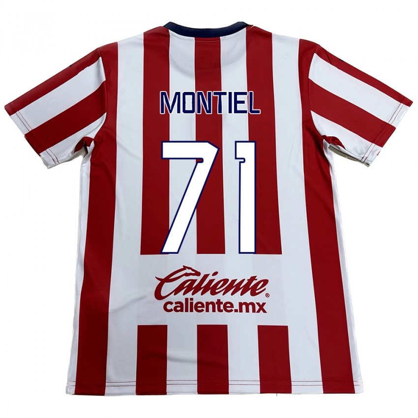 Niño Camiseta Erick Montiel #71 Rojo Blanco 1ª Equipación 2024/25 La Camisa Chile