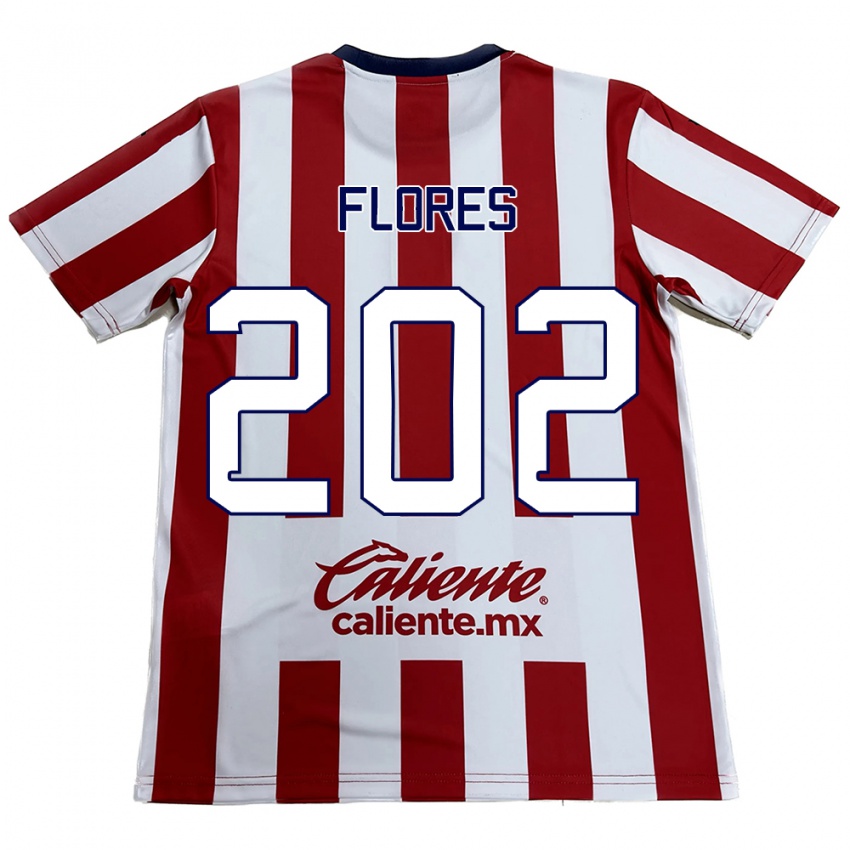 Niño Camiseta Daniel Flores #202 Rojo Blanco 1ª Equipación 2024/25 La Camisa Chile