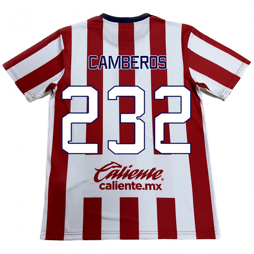 Niño Camiseta Hugo Camberos #232 Rojo Blanco 1ª Equipación 2024/25 La Camisa Chile