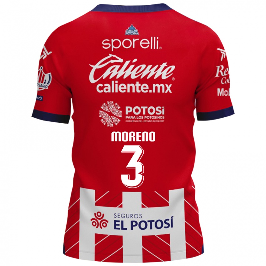 Niño Camiseta Iker Moreno #3 Rojo Blanco 1ª Equipación 2024/25 La Camisa Chile