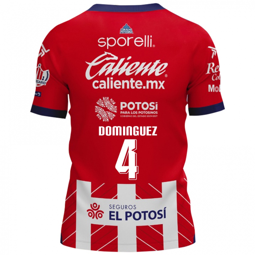 Niño Camiseta Julio Cesar Dominguez #4 Rojo Blanco 1ª Equipación 2024/25 La Camisa Chile