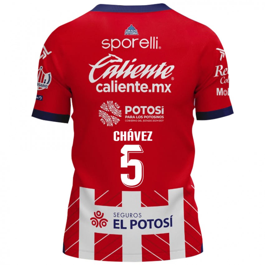 Niño Camiseta Ricardo Chávez #5 Rojo Blanco 1ª Equipación 2024/25 La Camisa Chile