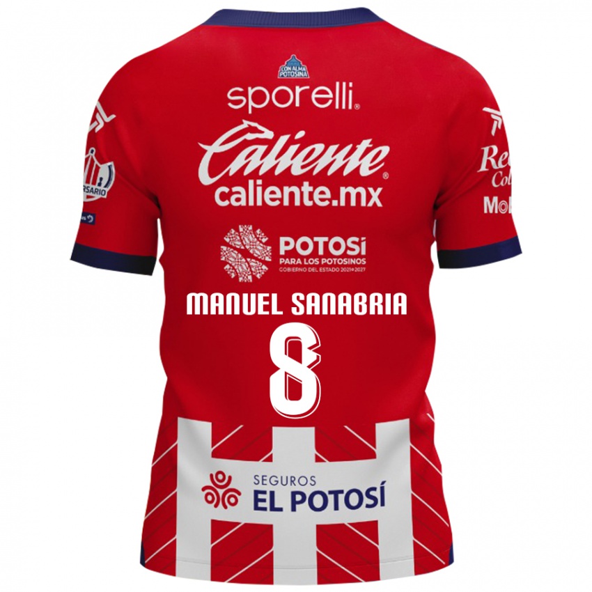 Niño Camiseta Juan Manuel Sanabria #8 Rojo Blanco 1ª Equipación 2024/25 La Camisa Chile