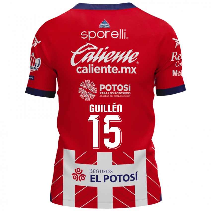 Niño Camiseta Daniel Guillén #15 Rojo Blanco 1ª Equipación 2024/25 La Camisa Chile