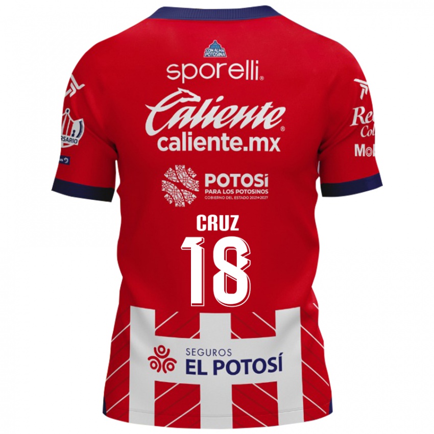 Niño Camiseta Aldo Cruz #18 Rojo Blanco 1ª Equipación 2024/25 La Camisa Chile