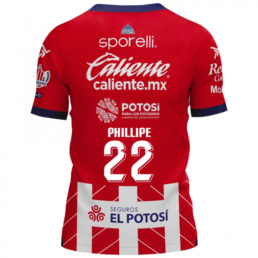 Niño Camiseta Yan Phillipe #22 Rojo Blanco 1ª Equipación 2024/25 La Camisa Chile