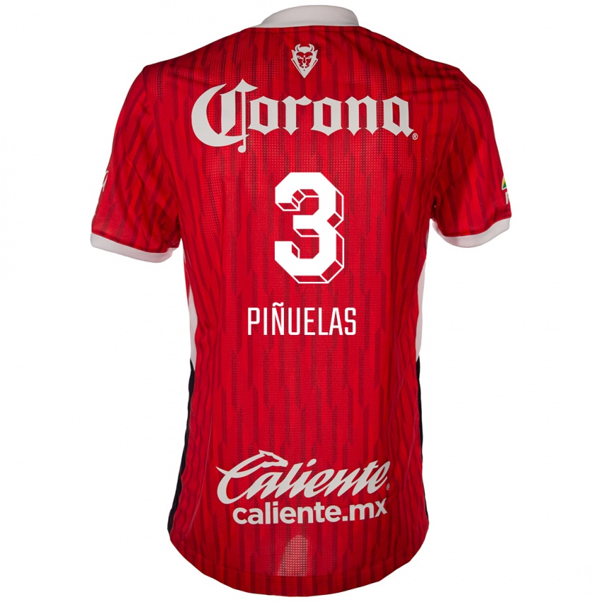 Niño Camiseta Fernando Piñuelas #3 Rojo Blanco 1ª Equipación 2024/25 La Camisa Chile