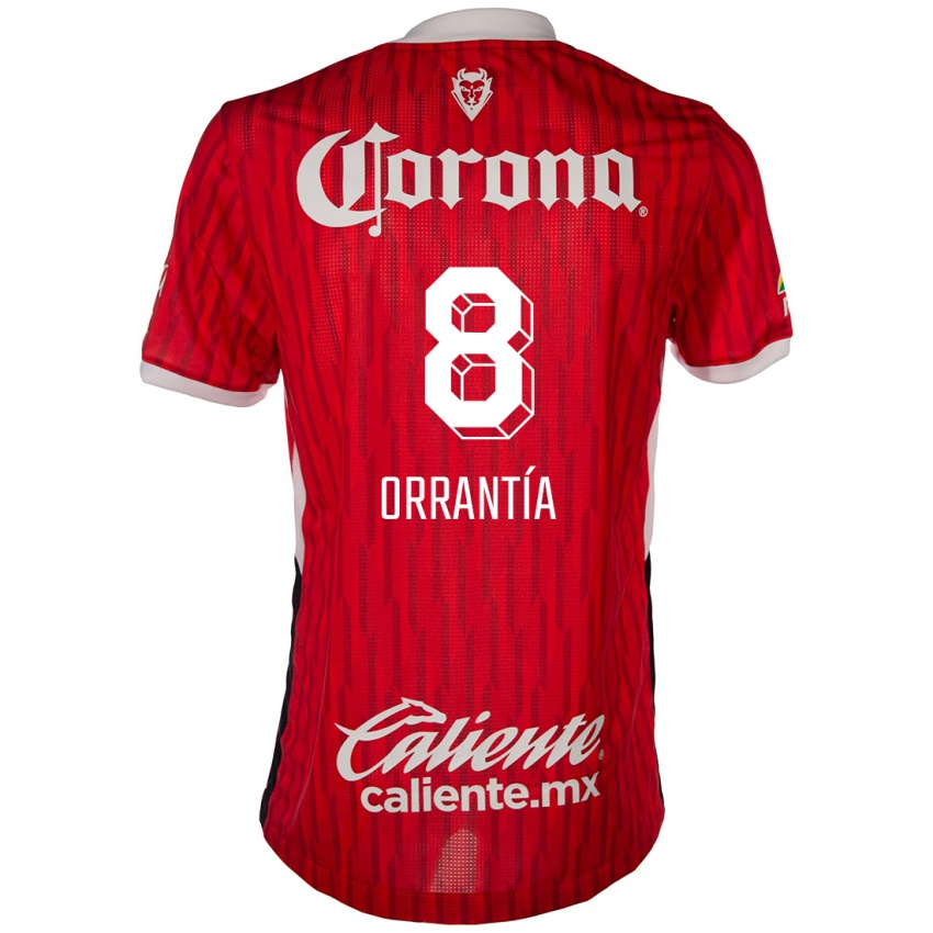 Niño Camiseta Carlos Orrantía #8 Rojo Blanco 1ª Equipación 2024/25 La Camisa Chile