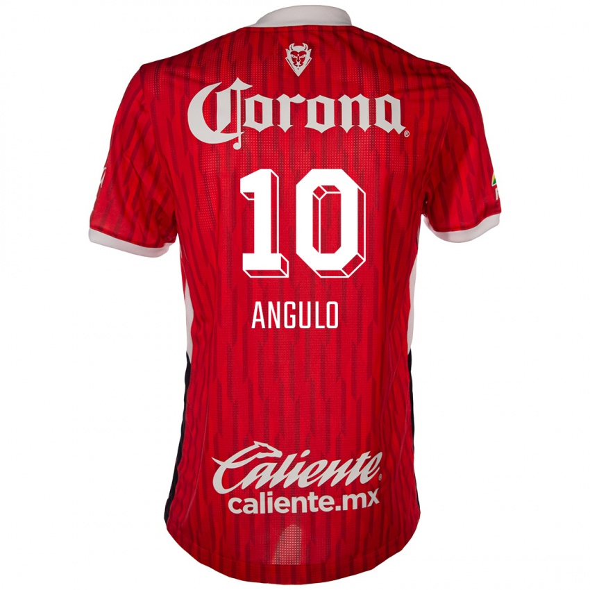 Niño Camiseta Jesús Angulo #10 Rojo Blanco 1ª Equipación 2024/25 La Camisa Chile