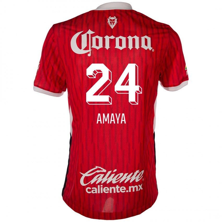 Niño Camiseta Frankie Amaya #24 Rojo Blanco 1ª Equipación 2024/25 La Camisa Chile