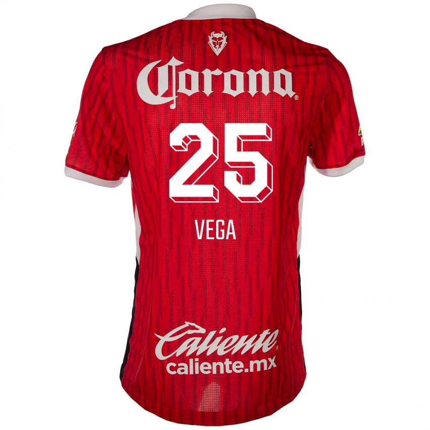 Niño Camiseta Alexis Vega #25 Rojo Blanco 1ª Equipación 2024/25 La Camisa Chile