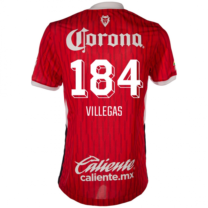 Niño Camiseta Abraham Villegas #184 Rojo Blanco 1ª Equipación 2024/25 La Camisa Chile