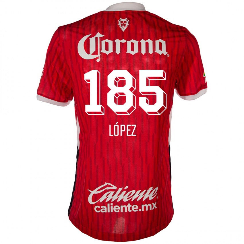 Niño Camiseta David López #185 Rojo Blanco 1ª Equipación 2024/25 La Camisa Chile