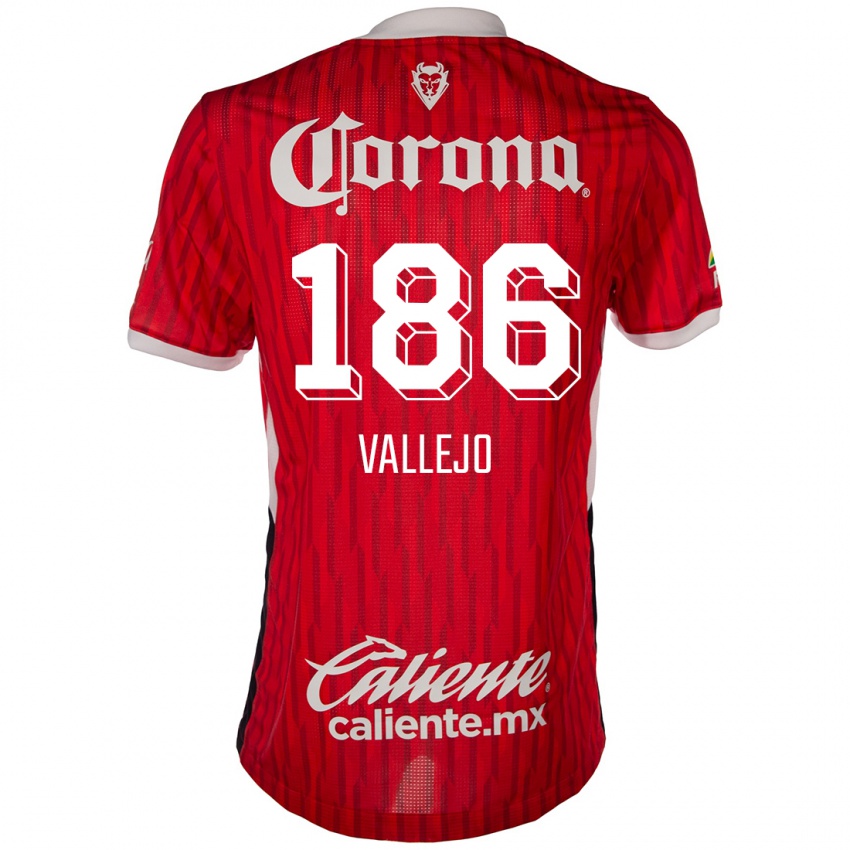 Niño Camiseta Saúl Vallejo #186 Rojo Blanco 1ª Equipación 2024/25 La Camisa Chile