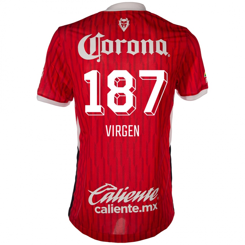 Niño Camiseta Oswaldo Virgen #187 Rojo Blanco 1ª Equipación 2024/25 La Camisa Chile