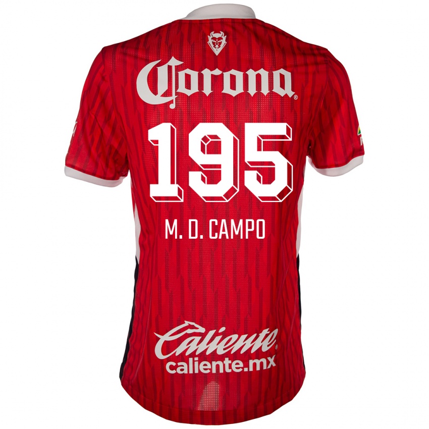 Niño Camiseta Arturo Martín Del Campo #195 Rojo Blanco 1ª Equipación 2024/25 La Camisa Chile