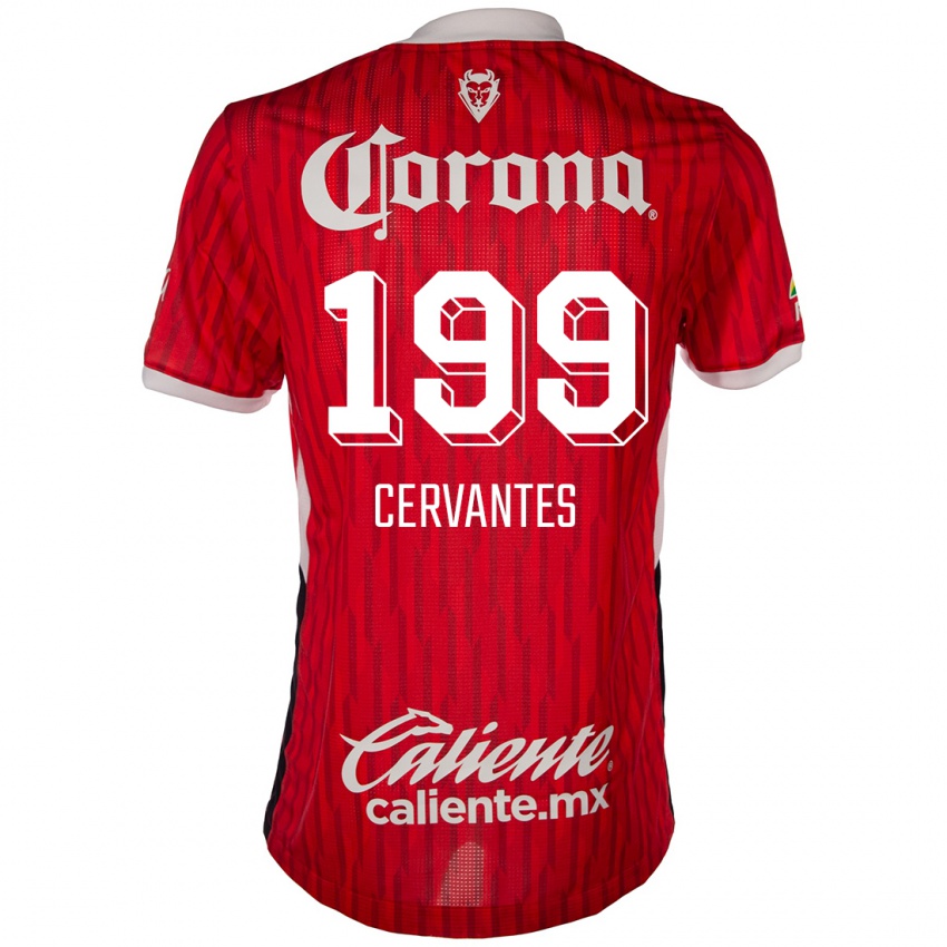 Niño Camiseta Axel Cervantes #199 Rojo Blanco 1ª Equipación 2024/25 La Camisa Chile