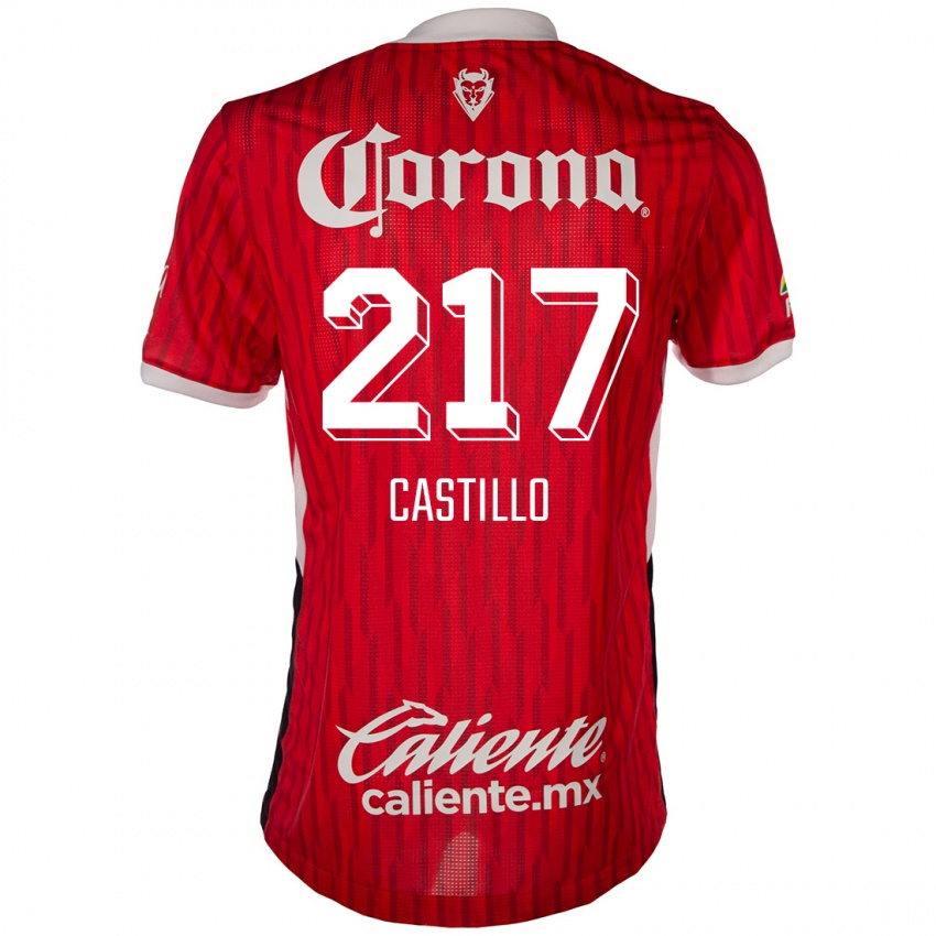 Niño Camiseta Klever Castillo #217 Rojo Blanco 1ª Equipación 2024/25 La Camisa Chile