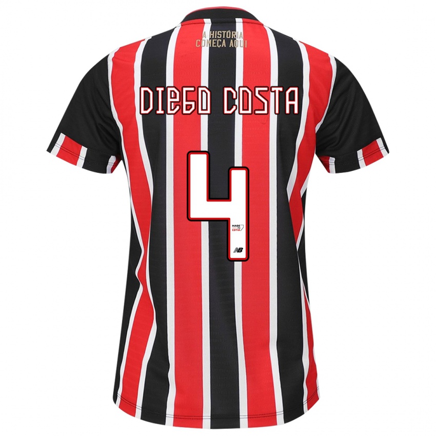 Niño Camiseta Diego Costa #4 Negro Rojo Blanco 2ª Equipación 2024/25 La Camisa Chile