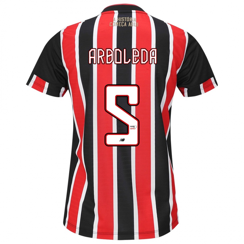 Niño Camiseta Robert Arboleda #5 Negro Rojo Blanco 2ª Equipación 2024/25 La Camisa Chile