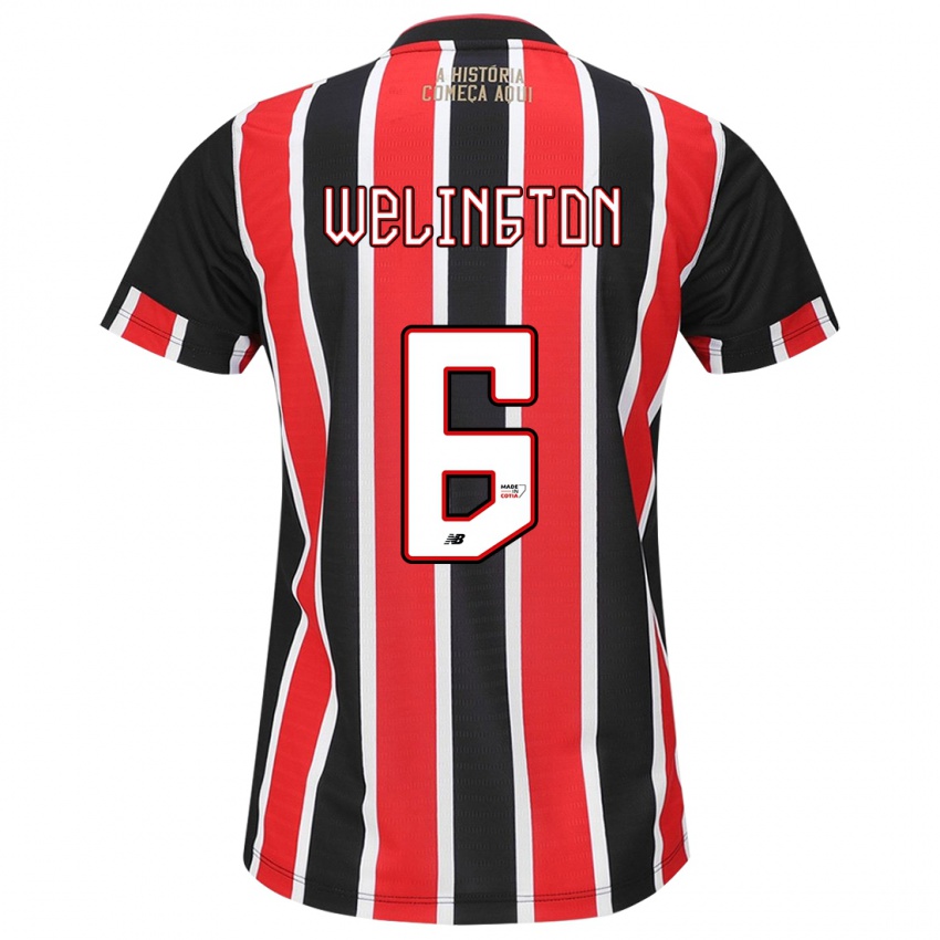 Niño Camiseta Welington #6 Negro Rojo Blanco 2ª Equipación 2024/25 La Camisa Chile