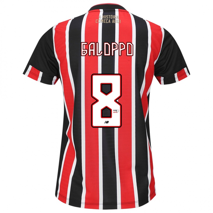 Niño Camiseta Giuliano Galoppo #8 Negro Rojo Blanco 2ª Equipación 2024/25 La Camisa Chile