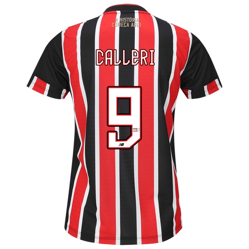 Niño Camiseta Jonathan Calleri #9 Negro Rojo Blanco 2ª Equipación 2024/25 La Camisa Chile