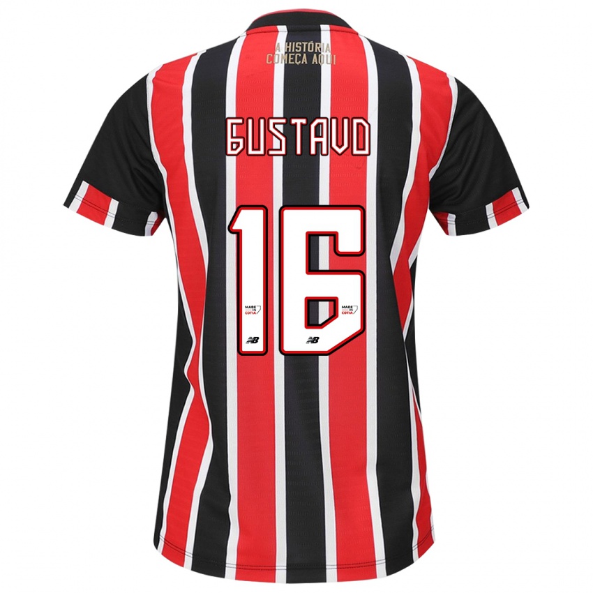 Niño Camiseta Luiz Gustavo #16 Negro Rojo Blanco 2ª Equipación 2024/25 La Camisa Chile