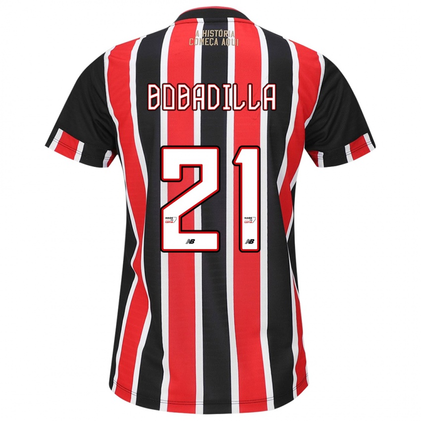 Niño Camiseta Damián Bobadilla #21 Negro Rojo Blanco 2ª Equipación 2024/25 La Camisa Chile