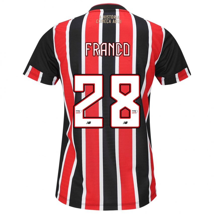 Niño Camiseta Alan Franco #28 Negro Rojo Blanco 2ª Equipación 2024/25 La Camisa Chile