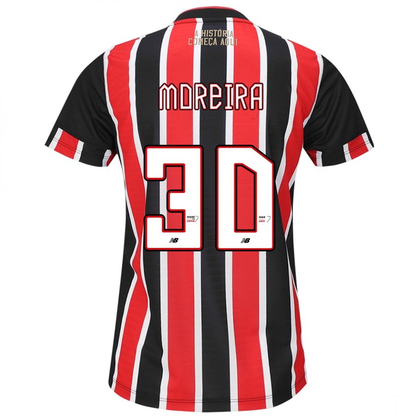 Niño Camiseta João Moreira #30 Negro Rojo Blanco 2ª Equipación 2024/25 La Camisa Chile