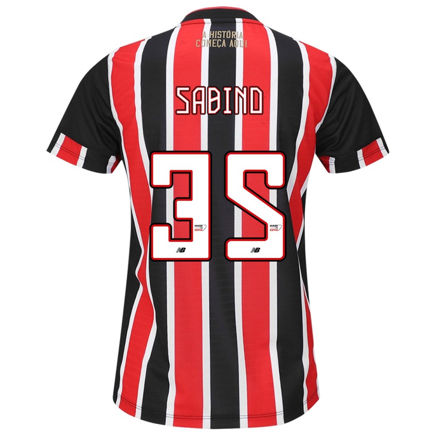 Niño Camiseta Sabino #35 Negro Rojo Blanco 2ª Equipación 2024/25 La Camisa Chile