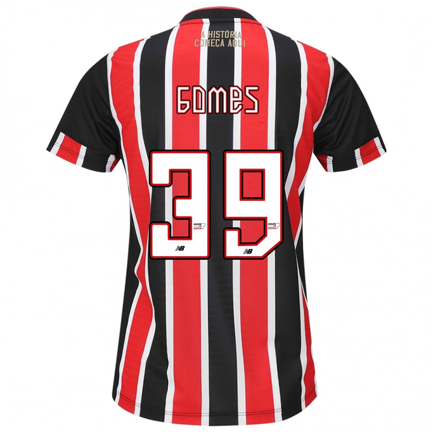 Niño Camiseta William Gomes #39 Negro Rojo Blanco 2ª Equipación 2024/25 La Camisa Chile