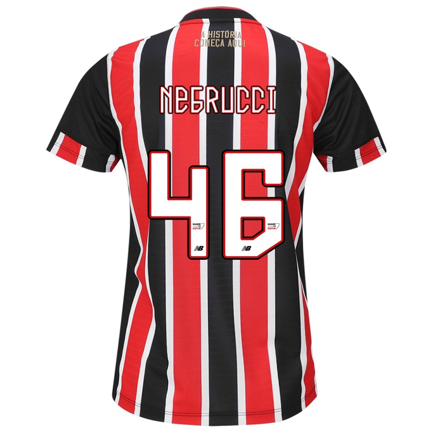 Niño Camiseta Felipe Negrucci #46 Negro Rojo Blanco 2ª Equipación 2024/25 La Camisa Chile