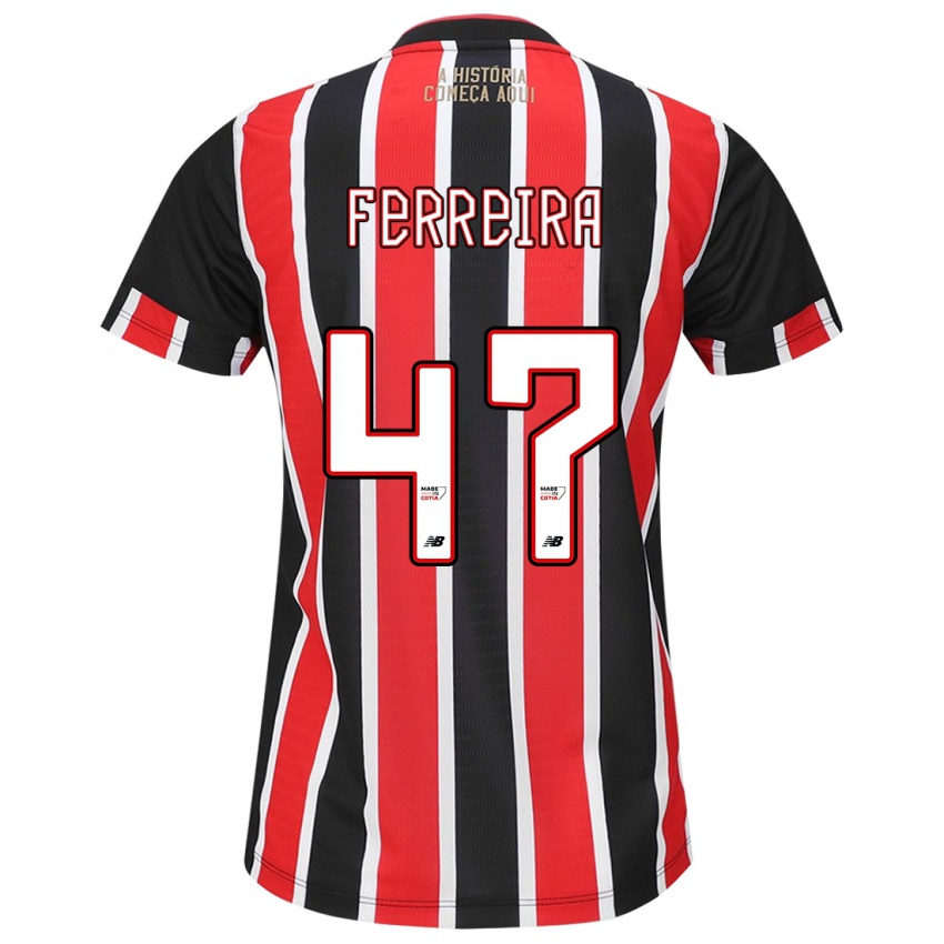 Niño Camiseta Ferreira #47 Negro Rojo Blanco 2ª Equipación 2024/25 La Camisa Chile