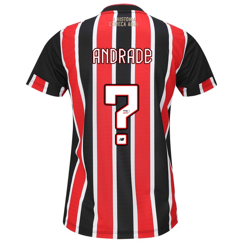 Niño Camiseta Pedro Andrade #0 Negro Rojo Blanco 2ª Equipación 2024/25 La Camisa Chile