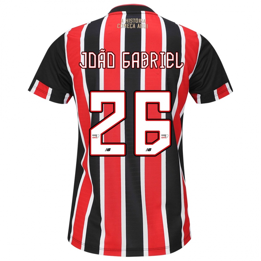 Niño Camiseta João Gabriel #26 Negro Rojo Blanco 2ª Equipación 2024/25 La Camisa Chile