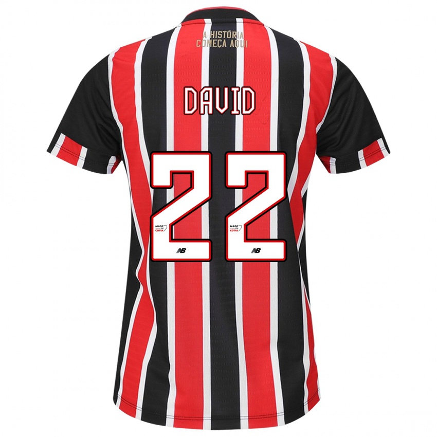 Niño Camiseta David #22 Negro Rojo Blanco 2ª Equipación 2024/25 La Camisa Chile