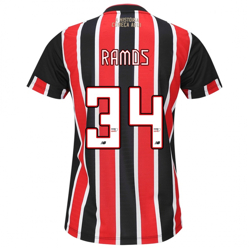 Niño Camiseta Raí Ramos #34 Negro Rojo Blanco 2ª Equipación 2024/25 La Camisa Chile