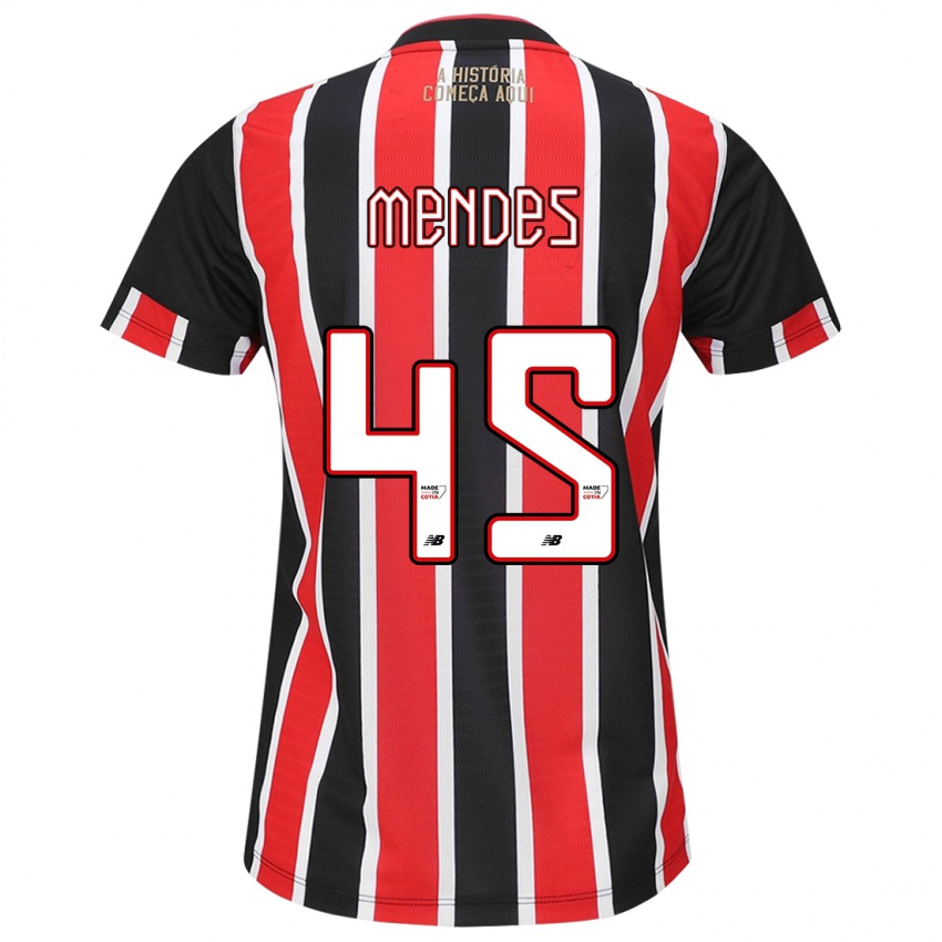 Niño Camiseta Nathan Mendes #45 Negro Rojo Blanco 2ª Equipación 2024/25 La Camisa Chile