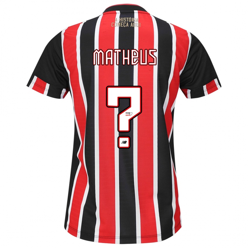 Niño Camiseta Guilherme Matheus #0 Negro Rojo Blanco 2ª Equipación 2024/25 La Camisa Chile