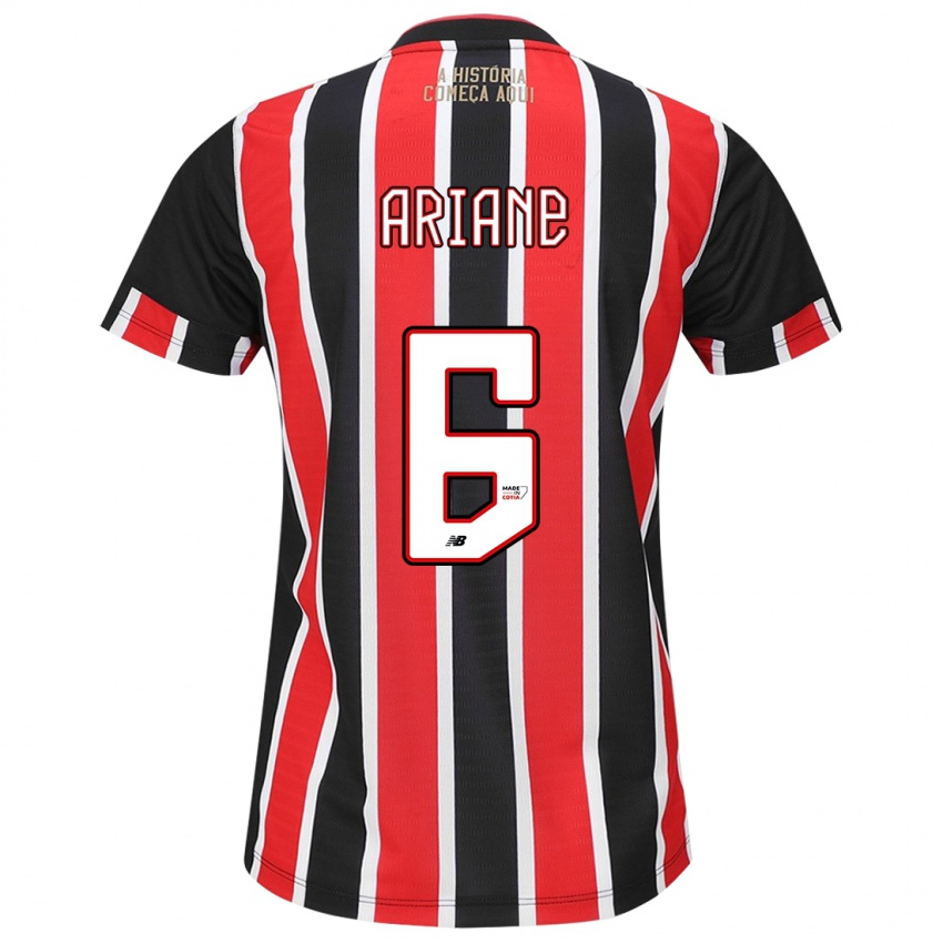 Niño Camiseta Ariane #6 Negro Rojo Blanco 2ª Equipación 2024/25 La Camisa Chile