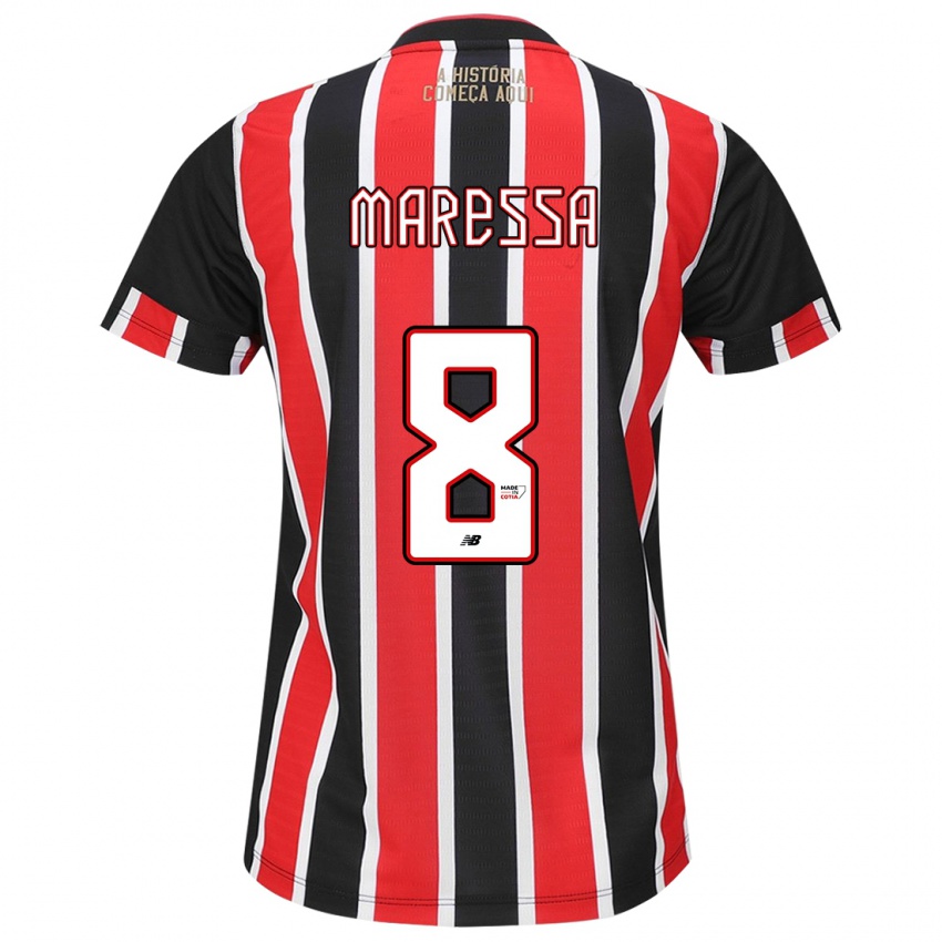 Niño Camiseta Maressa #8 Negro Rojo Blanco 2ª Equipación 2024/25 La Camisa Chile