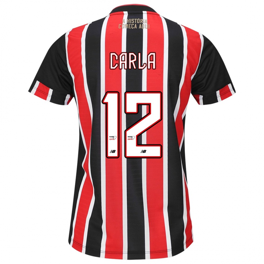 Niño Camiseta Carla Maria Da Silva #12 Negro Rojo Blanco 2ª Equipación 2024/25 La Camisa Chile